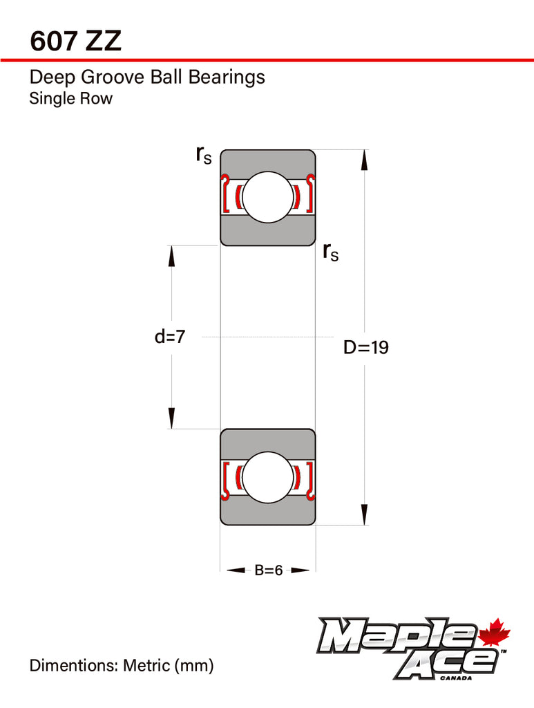 607-ZZ Ball Bearing 7x19x6mm 607 ZZ Metal Shielded