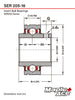 SER205-16, ER16 Insert Bearing 1in Bore, Cylindrical OD with Snap Ring