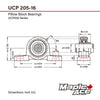 UCP205-16 Go-Kart Racing Pillow Block Bearing 1in Bore, 2-Bolt, Self-Aligning