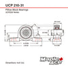 UCP210-31 Pillow Block Bearing 1-15/16in Bore, 2-Bolt, Self-Aligning