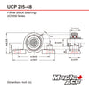 UCP215-48 Pillow Block Bearing 3in Bore, 2-Bolt, Self-Aligning