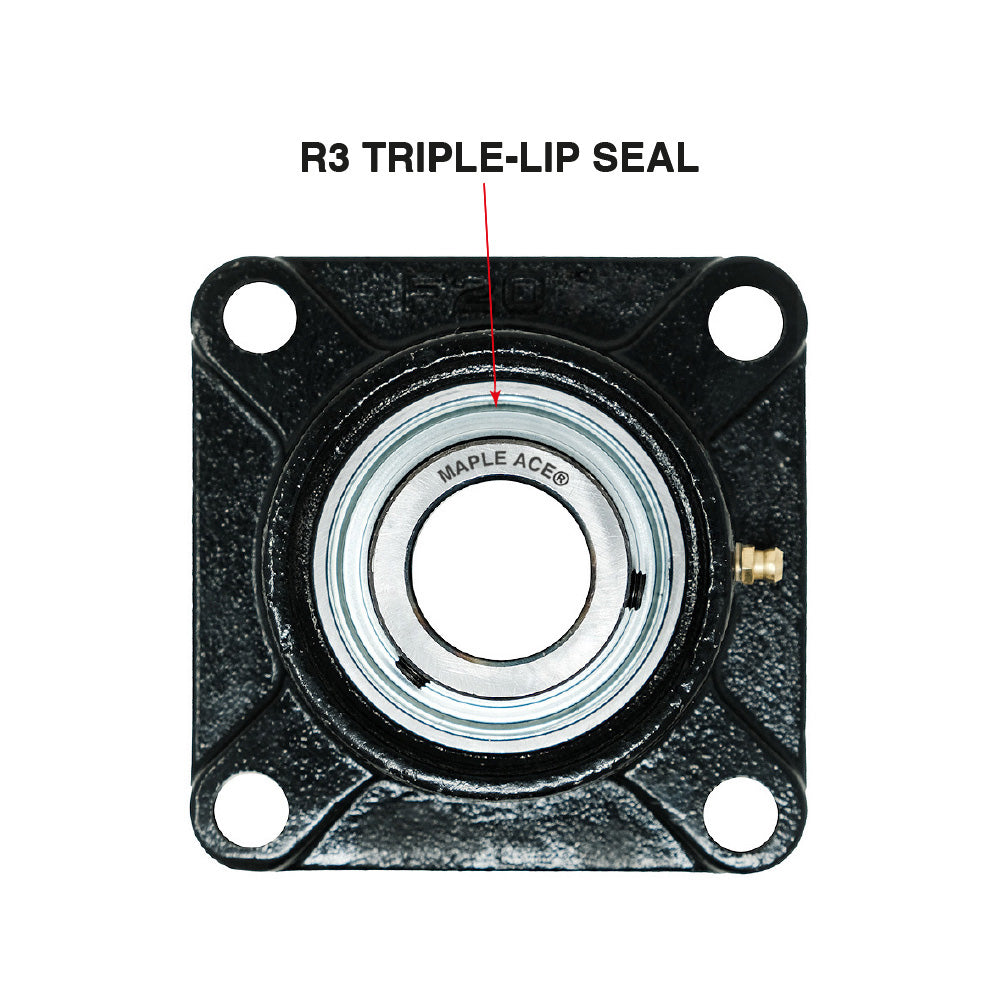 UCF212-39 Flange Bearing 2-7/16in Bore, 4-Bolt Self-Aligning, Solid Base, 3 Lips Seal